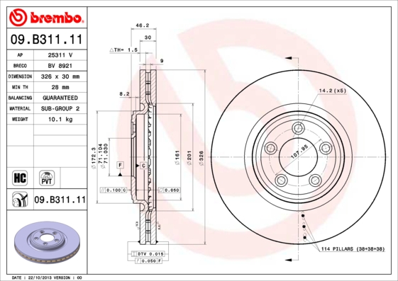 A.B.S. 09.B311.11 BREMBO COATED DISC LINE Bremsscheibe
