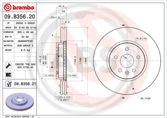 A.B.S. 09.B356.21 Bremsscheibe