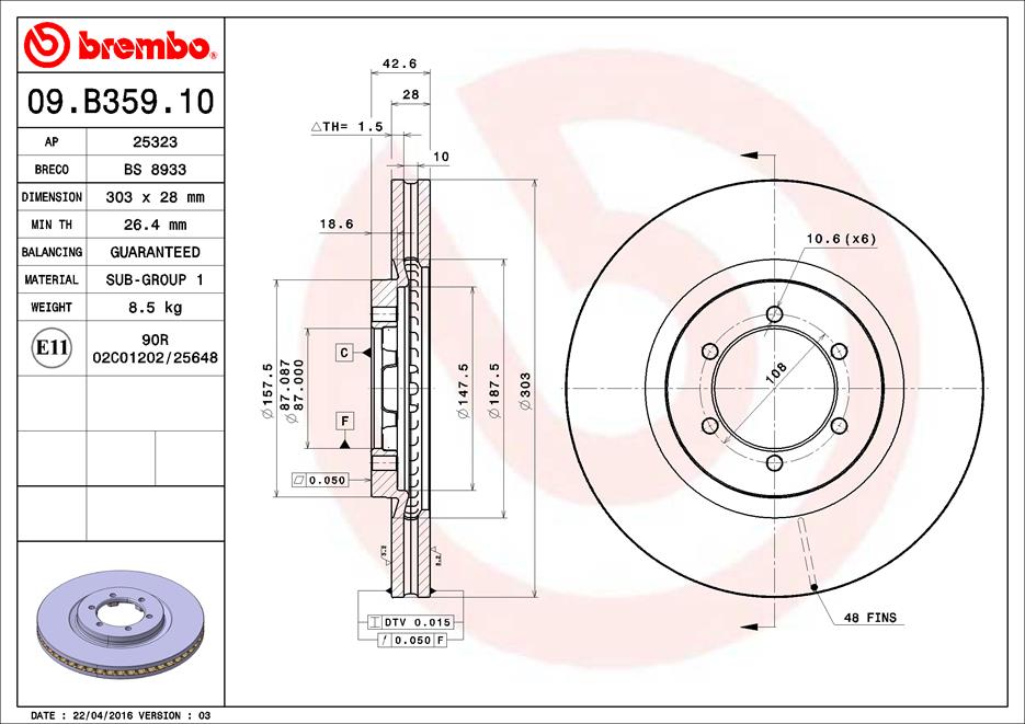 A.B.S. 09.B359.10 BREMBO Bremsscheibe