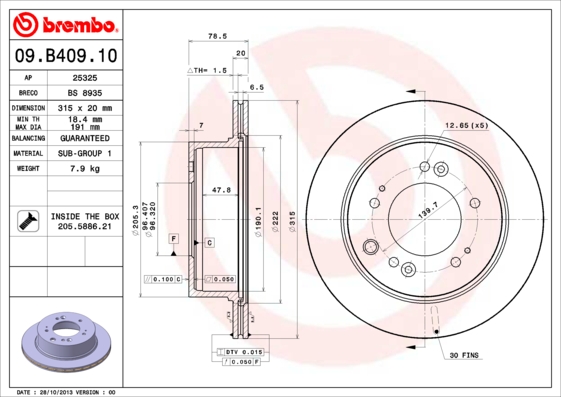 A.B.S. 09.B409.10 BREMBO Bremsscheibe