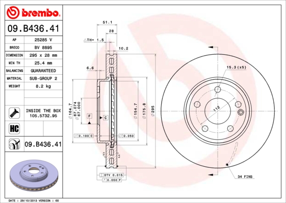 A.B.S. 09.B436.41 BREMBO COATED DISC LINE Bremsscheibe