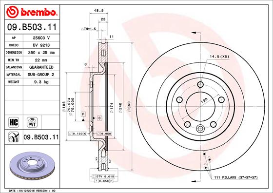 A.B.S. 09.B503.11 BREMBO COATED DISC LINE Bremsscheibe