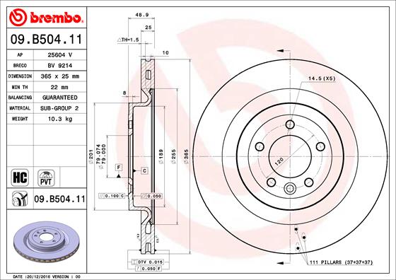 A.B.S. 09.B504.11 BREMBO COATED DISC LINE Bremsscheibe