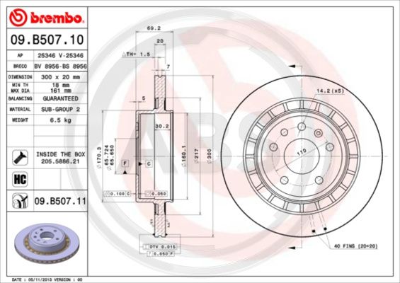 A.B.S. 09.B507.11 Bremsscheibe