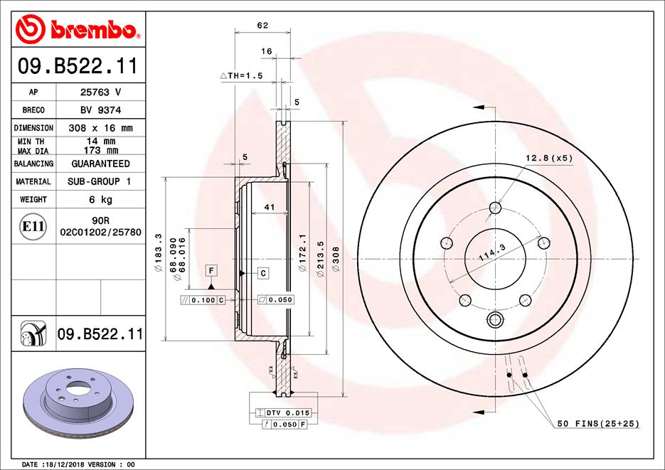A.B.S. 09.B522.11 BREMBO Bremsscheibe