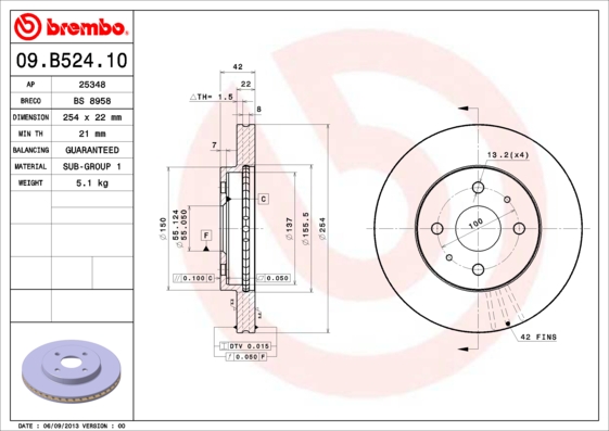 A.B.S. 09.B524.10 BREMBO Bremsscheibe