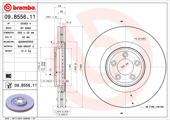A.B.S. 09.B556.11 BREMBO COATED DISC LINE Bremsscheibe