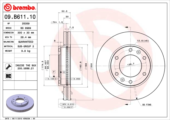 A.B.S. 09.B611.10 BREMBO Bremsscheibe