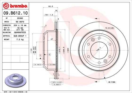 A.B.S. 09.B612.10 BREMBO Bremsscheibe