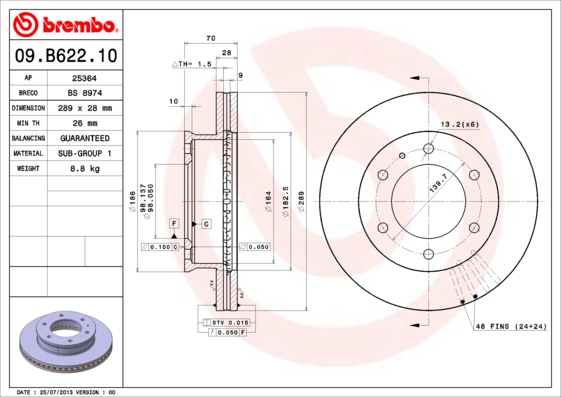 A.B.S. 09.B622.10 BREMBO Bremsscheibe