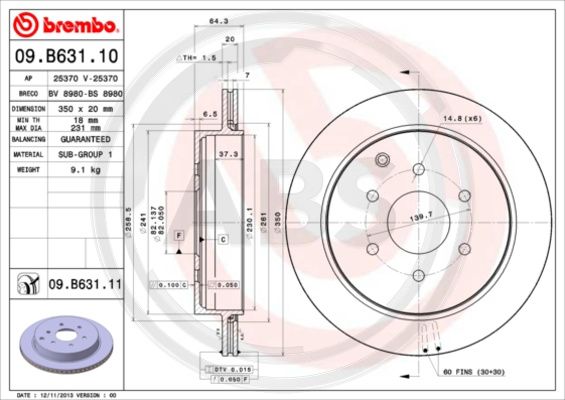 A.B.S. 09.B631.11 Bremsscheibe