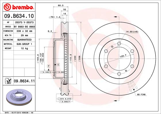 A.B.S. 09.B634.11 BREMBO COATED DISC LINE Bremsscheibe