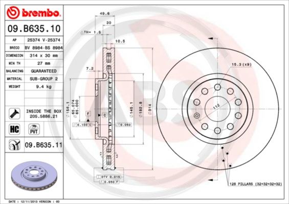 A.B.S. 09.B635.11 Bremsscheibe