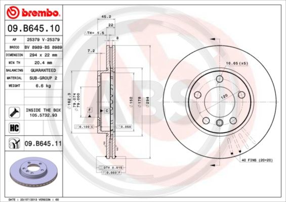 A.B.S. 09.B645.11 Bremsscheibe