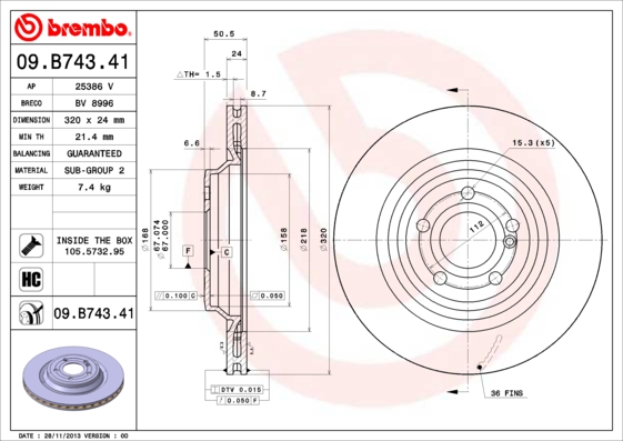 A.B.S. 09.B743.41 BREMBO COATED DISC LINE Bremsscheibe