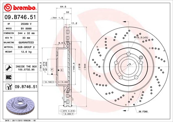 A.B.S. 09.B746.51 BREMBO COATED DISC LINE Bremsscheibe