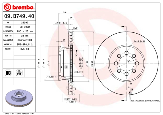A.B.S. 09.B749.40 BREMBO Bremsscheibe