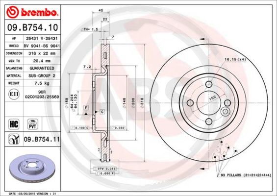 A.B.S. 09.B754.11 Bremsscheibe