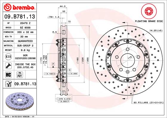 A.B.S. 09.B781.13 BREMBO TWO-PIECE FLOATING DISCS LINE Bremsscheibe