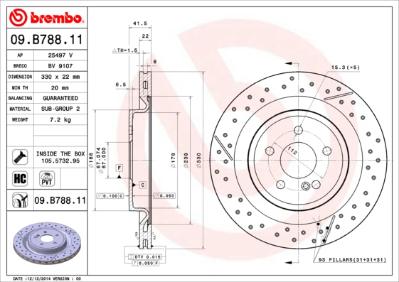 A.B.S. 09.B788.11 BREMBO COATED DISC LINE Bremsscheibe