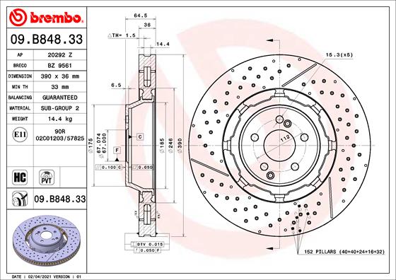A.B.S. 09.B848.33 BREMBO Bremsscheibe