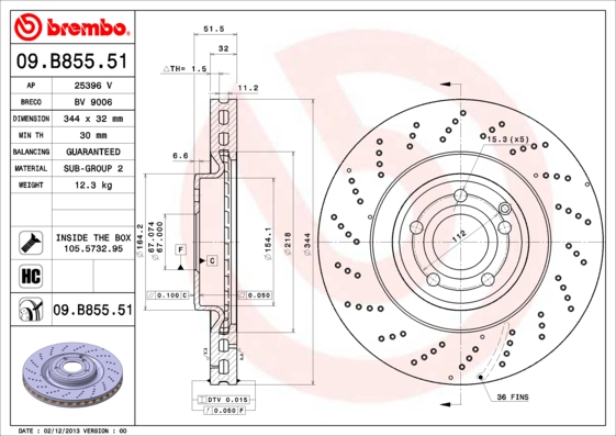 A.B.S. 09.B855.51 BREMBO COATED DISC LINE Bremsscheibe