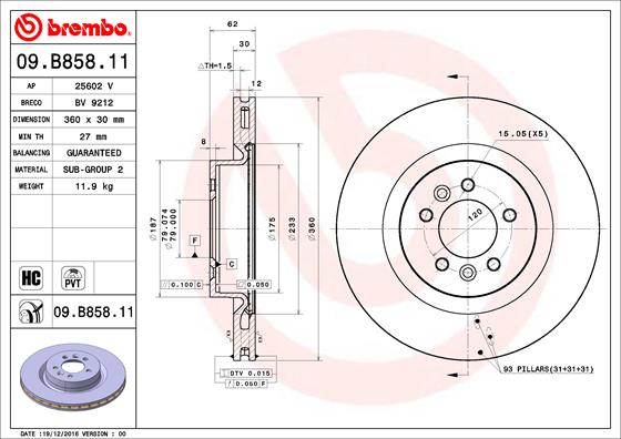 A.B.S. 09.B858.11 BREMBO COATED DISC LINE Bremsscheibe