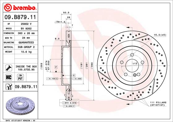 A.B.S. 09.B879.11 BREMBO COATED DISC LINE Bremsscheibe