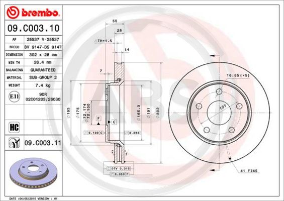 A.B.S. 09.C003.11 Bremsscheibe