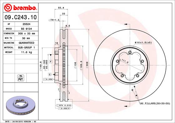 A.B.S. 09.C243.10 BREMBO Bremsscheibe