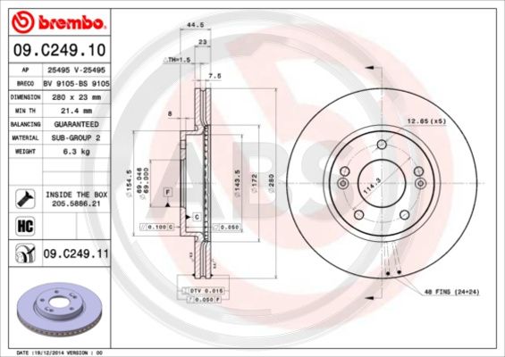 A.B.S. 09.C249.11 Bremsscheibe