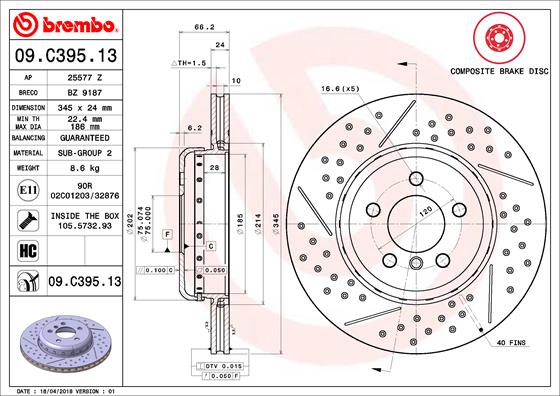 A.B.S. 09.C395.13 BREMBO TWO-PIECE DISCS LINE Bremsscheibe