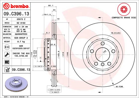 A.B.S. 09.C396.13 BREMBO TWO-PIECE DISCS LINE Bremsscheibe