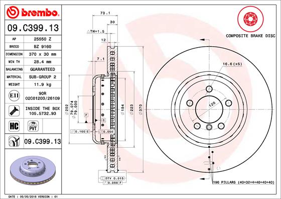 A.B.S. 09.C399.13 BREMBO TWO-PIECE DISCS LINE Bremsscheibe