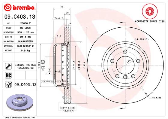 A.B.S. 09.C403.13 BREMBO TWO-PIECE DISCS LINE Bremsscheibe