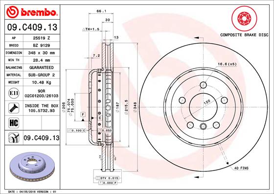 A.B.S. 09.C409.13 BREMBO TWO-PIECE DISCS LINE Bremsscheibe