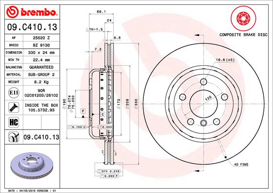 A.B.S. 09.C410.13 BREMBO TWO-PIECE DISCS LINE Bremsscheibe