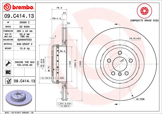 A.B.S. 09.C414.13 BREMBO TWO-PIECE DISCS LINE Bremsscheibe