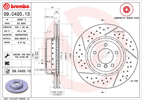 A.B.S. 09.C420.13 BREMBO TWO-PIECE DISCS LINE Bremsscheibe