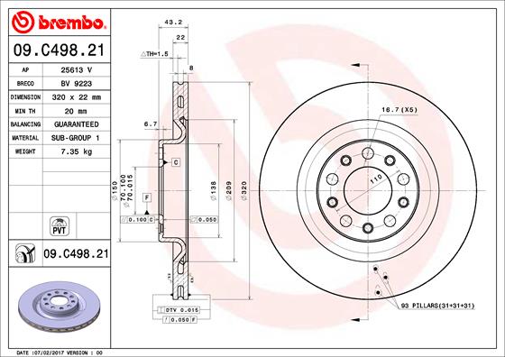 A.B.S. 09.C498.21 BREMBO COATED DISC LINE Bremsscheibe
