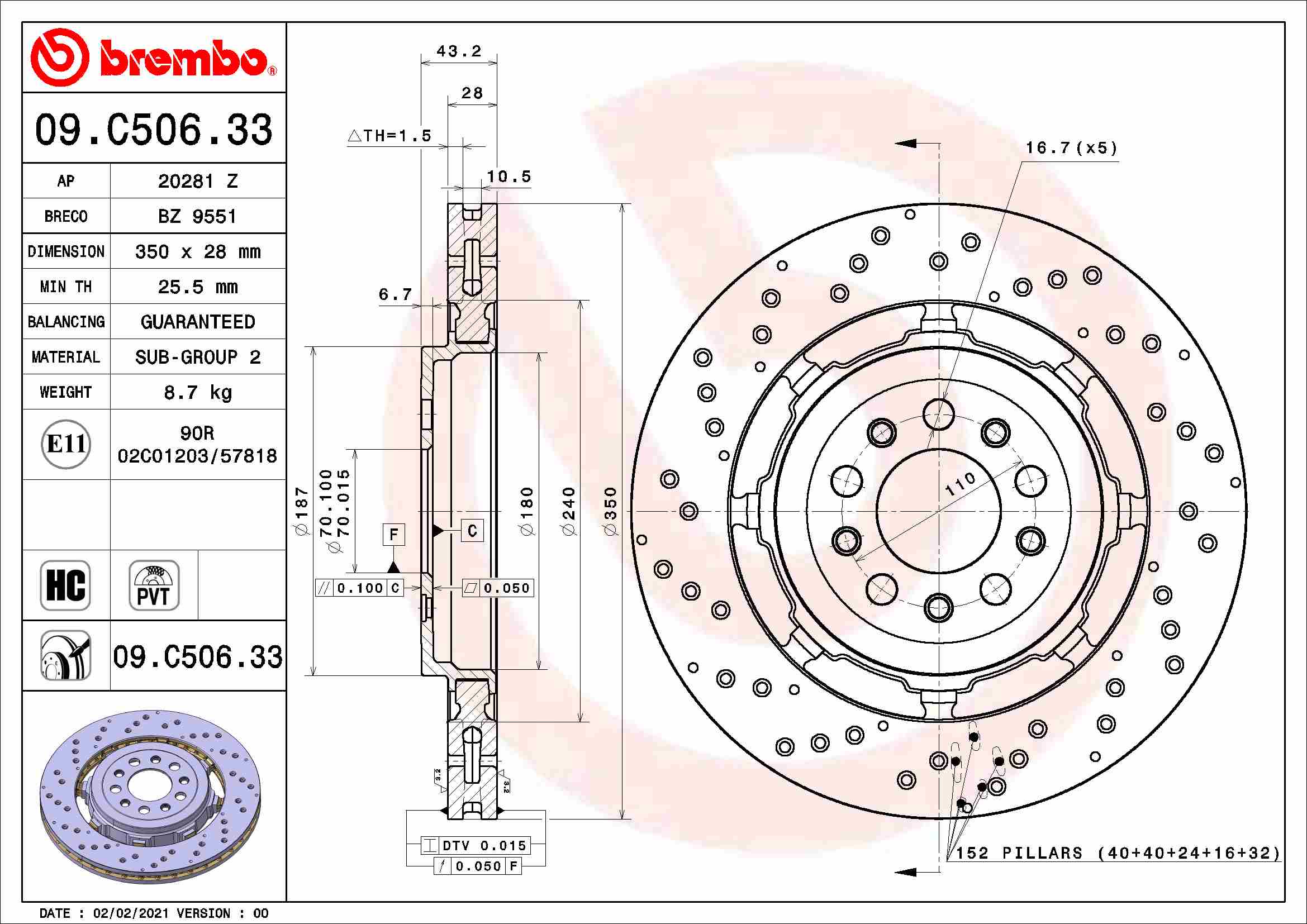A.B.S. 09.C506.33 BREMBO TWO-PIECE DISCS LINE Bremsscheibe