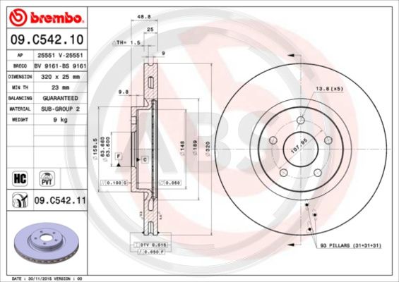 A.B.S. 09.C542.11 Bremsscheibe