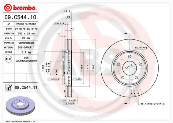 A.B.S. 09.C544.11 Bremsscheibe