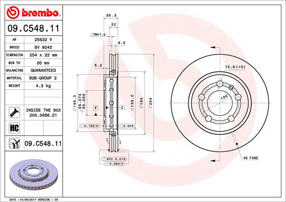 A.B.S. 09.C548.11 BREMBO COATED DISC LINE Bremsscheibe