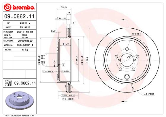 A.B.S. 09.C662.11 BREMBO COATED DISC LINE Bremsscheibe