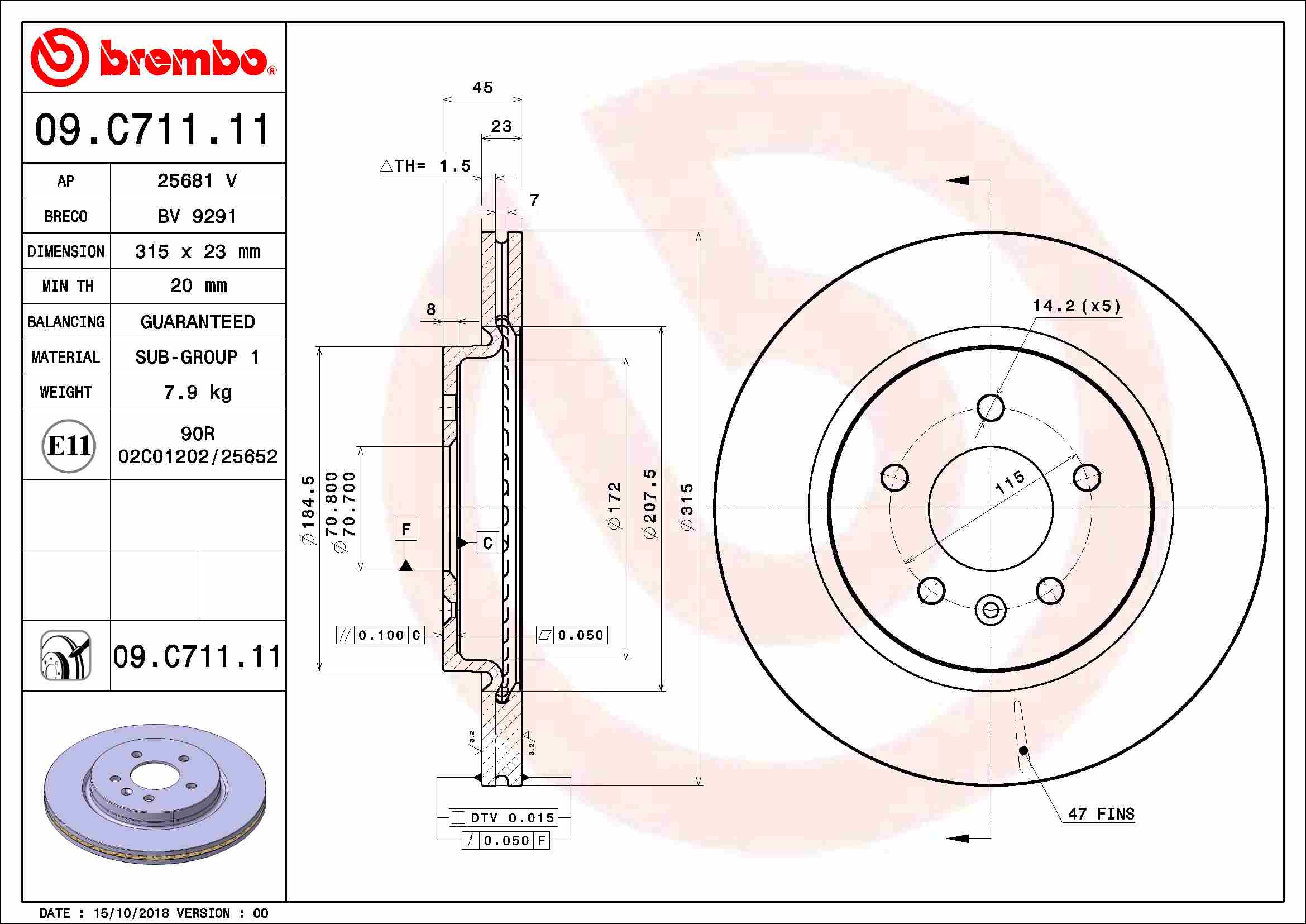 A.B.S. 09.C711.11 BREMBO Bremsscheibe