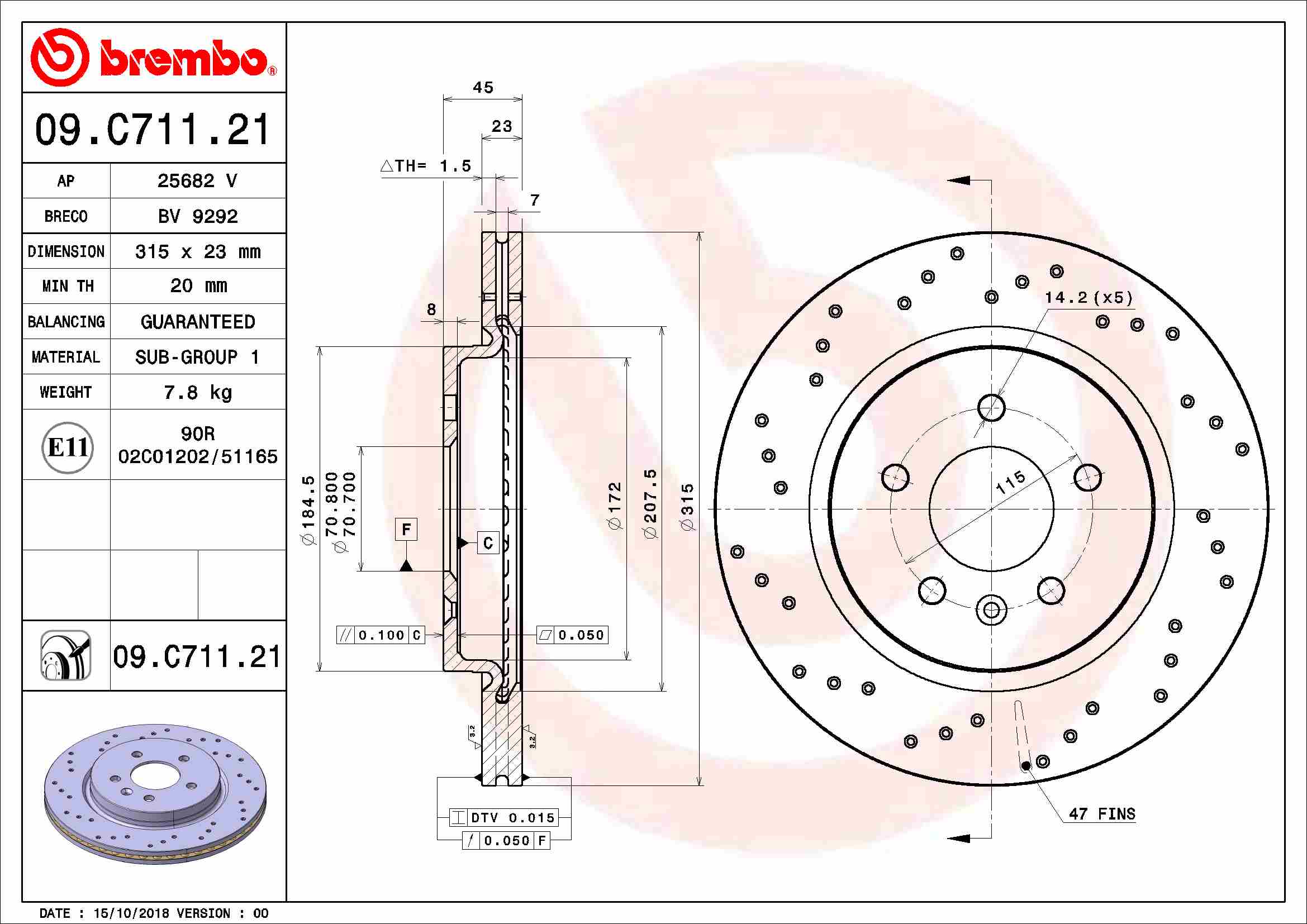 A.B.S. 09.C711.21 BREMBO Bremsscheibe