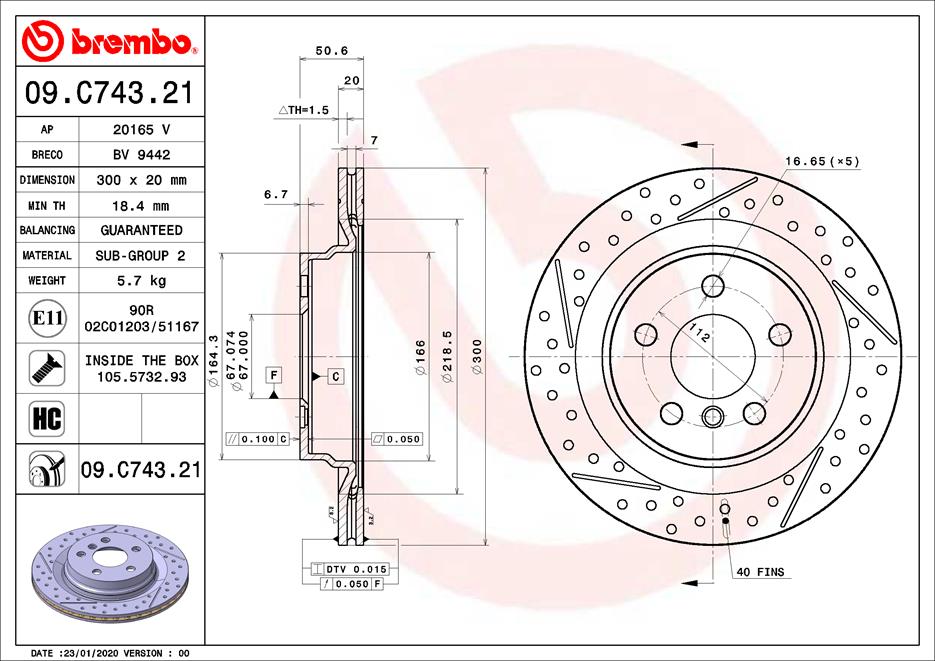 A.B.S. 09.C743.21 BREMBO Bremsscheibe