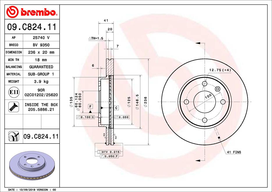 A.B.S. 09.C824.11 BREMBO Bremsscheibe