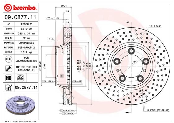 A.B.S. 09.C877.11 BREMBO COATED DISC LINE Bremsscheibe